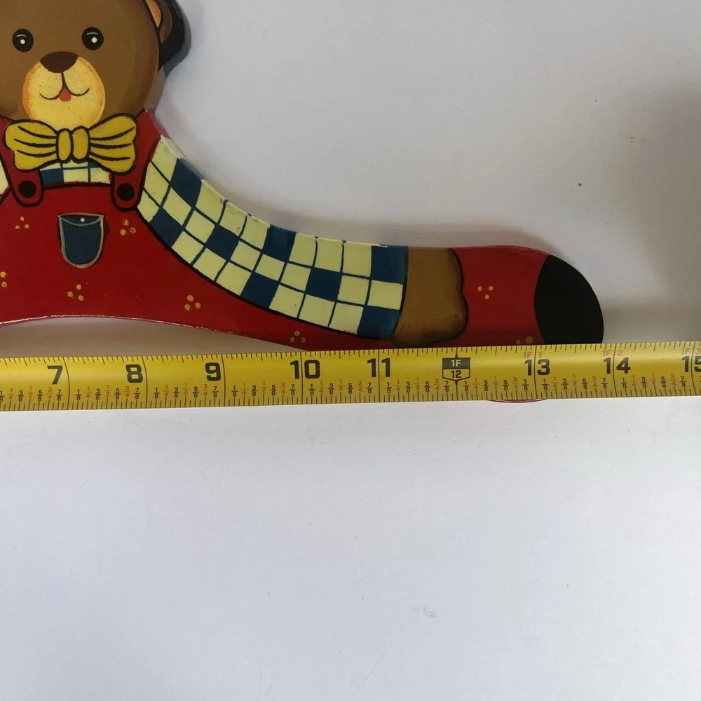 Children's Vintage Wooden Clothes Hanger Teddy Bear Hand Painted